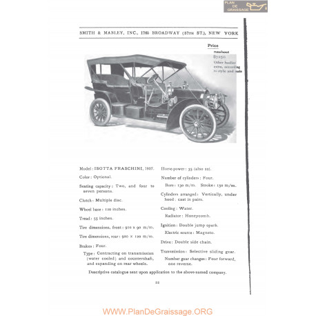 Isotta Fraschine 35 1907 Fiche Info 1907