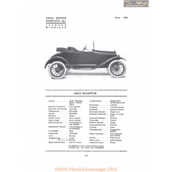 Jackson Argo Roadster Fiche Info 1916