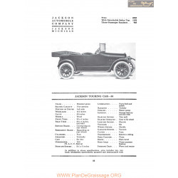 Jackson Touring Car 34 Fiche Info 1916