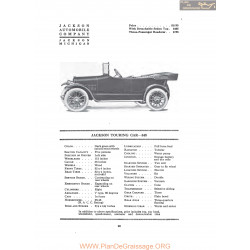 Jackson Touring Car 348 Fiche Info 1916