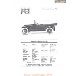 Jackson Touring Car 68 Fiche Info 1916