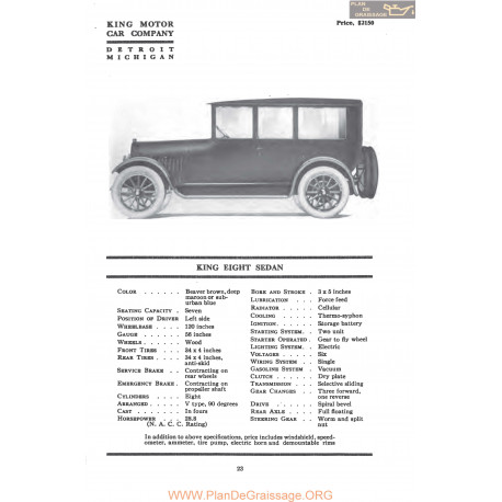 King Eight Sedan Fiche Info Mc Clures 1917