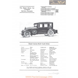 Kissel Custom Built Coach Sedan Fiche Info 1922