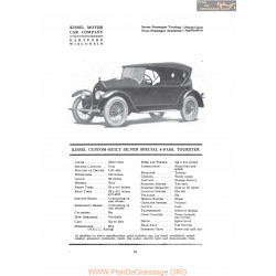 Kissel Custon Built Silver Special 4 Pass Tourster Fiche Info 1919