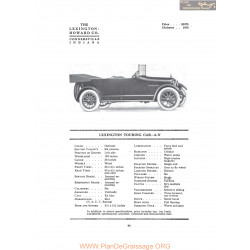 Lexington Touring Car 6n Fiche Info 1916