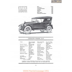 Lexington Touring R19 Fiche Info 1919