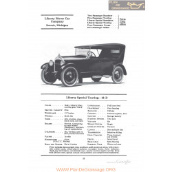 Liberty Special Touring 10d Fiche Info 1922