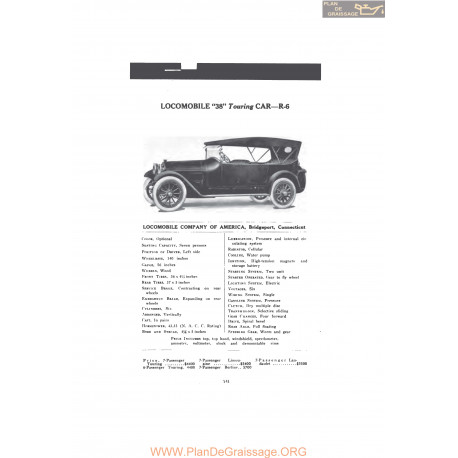 Locomobile 38 Touring Car R6 Fiche Info Mc Clures 1916