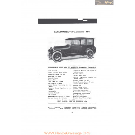 Locomobile 48 Limousine M6 Fiche Info Mc Clures 1916