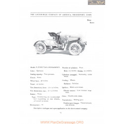 Locomobile Model E Fish Tail Runabout Fiche Info 1907