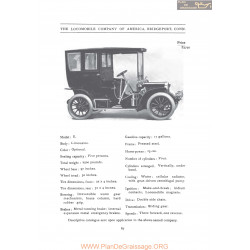 Locomobile Model E Limousine Fiche Info 1906