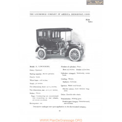 Locomobile Model E Limousine Fiche Info 1907