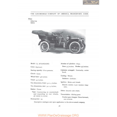 Locomobile Model E Standard Fiche Info 1907