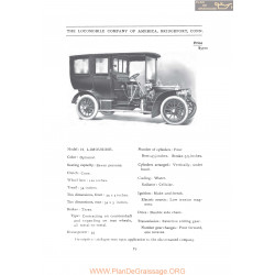 Locomobile Model H Limousine Fiche Info 1907