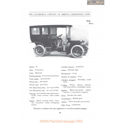 Locomobile Model H Limousine60 Fiche Info 1906