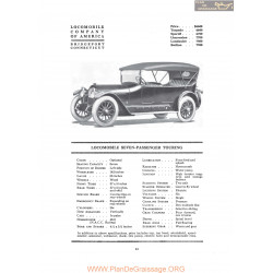 Locomobile Seven Passenger Touring Fiche Info 1919