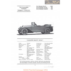 Locomobile Sportif Series 7 Fiche Info 1922