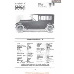 Marmon Limousine 34 Fiche Info Mc Clures 1917