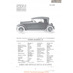 Marmon Roadster 34 Fiche Info 1918