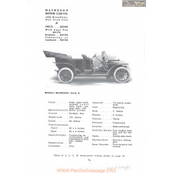 Matheson 1910 Serie E Fiche Info 1910