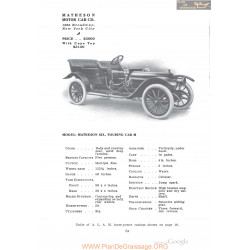 Matheson Six Touring M Fiche Info 1910