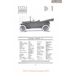 Maxwell Touring 25 Fiche Info 1917