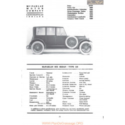 Mc Farlan Six Sedan Type 135 Fiche Info Mc Clures 1917