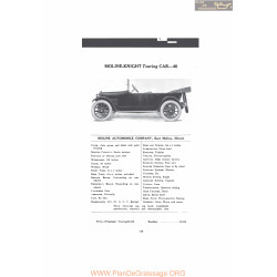 Moline Knight Touring Car 40 Fiche Info 1916 V2