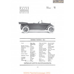 Monroe Touring M4 Fiche Info 1917