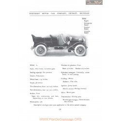 Northern Model L Fiche Info 1907