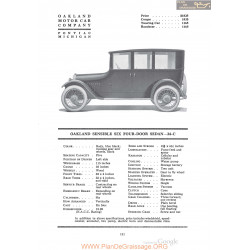 Oakland Sensible Six Four Door Sedan 34 C Fiche Info 1920