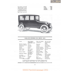 Oakland Sensible Six Sedan 34b Fiche Info 1919