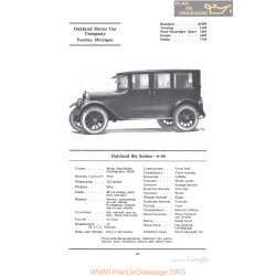 Oakland Six Sedan 6 44 Fiche Info 1922