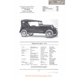 Oakland Six Sport 6 44 Fiche Info 1922