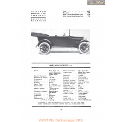 Oakland Touring 34 Fiche Info 1917