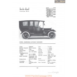 Oldsmobile Autocart Limousine Fiche Info 1912