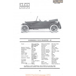 Oldsmobile Club Roadster 45 Fiche Info Mc Clures 1917