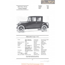 Oldsmobile Coupe 43a Fiche Info 1922