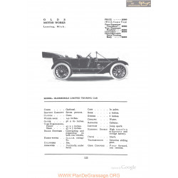 Oldsmobile Limited Touring Fiche Info 1912