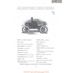 Oldsmobile Model B Curved Dash Fiche Info 1906
