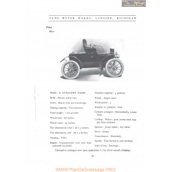 Oldsmobile Model B Straight Dash Fiche Info 1906