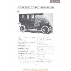 Packard 24 Limousine Fiche Info 1906