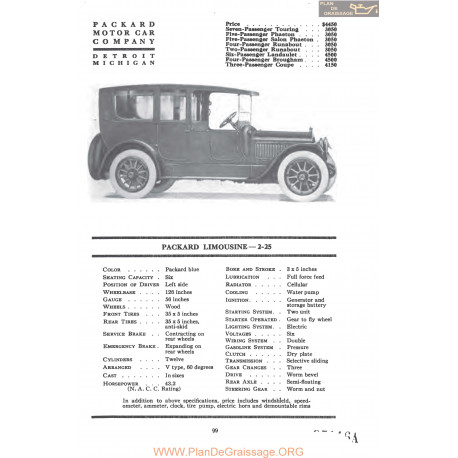 Packard Limousine 2 25 Fiche Info Mc Clures 1917
