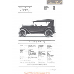 Packard Single Six Touring Fiche Info 1922