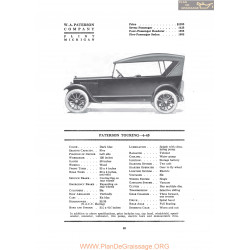 Paterson Touring 6 45 Fiche Info 1919