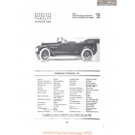 Peerless Touring 56 Fiche Info 1916