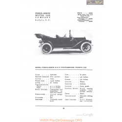 Pierce Arrow 48hp Five Passenger Touring Fiche Info 1912
