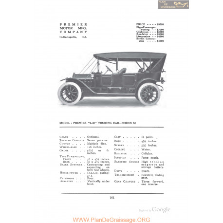 Premier 4 40 Touring Series M Fiche Info 1912