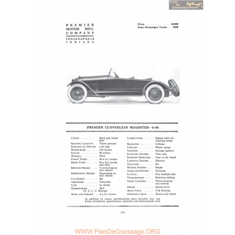 Premier Cloverleaf Roadster 6 56 Fiche Info 1916