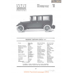 Premier Limousine Sedan 6 C Fiche Info 1918